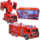 Vatrogasni Transformers igračka crvene boje sa kutijom