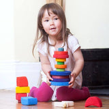 Drvena kula u boji - Geometrijska sortirajuća igračka za decu