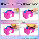 Električna Pumpa za Balone, Brzo Naduvavanje Balona, Dupla Mlaznica, Ukrasi za Proslave, Roze Boja, Praktična Upotreba.