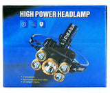 Snažna Naglavna Lampa sa 5 LED Dioda i Punjivom Baterijom - 38000W