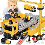 Veliki Kamion Transporter sa Kranom i Građevinskim Vozilima