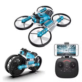 2-u-1 RC Motor - Dron za Kopno i Vazduh – Mini Deformabilni Helikopter sa Sat Kontrolom (WiFi, Kamera, 3+ godine)