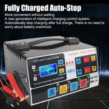 Pametni punjač akumulatora za automobil 220W – EU priključak, 12V/24V, sa LCD ekranom i funkcijom pulse popravke