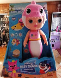 Baby shark gumena muzička lutka roze