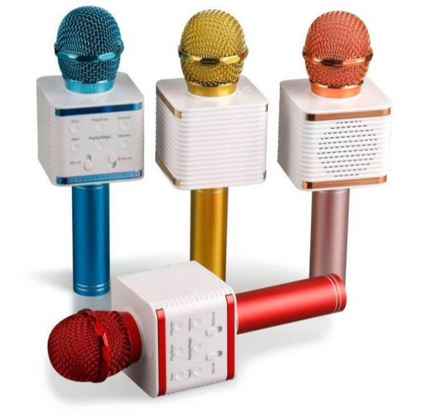 Karaoke mikrofon V7 Bluetooth mikrofon sa LED svetlom Mikrofon za istovremeno pevanje i slušanje muzike Mikrofon sa podrškom za USB i memorijsku karticu Karaoke mikrofon sa promenom glasa Kvalitetan zvuk karaoke mikrofona Punjiva baterija od 1200mAh Karaoke mikrofon u crvenoj boji Zlatni Bluetooth mikrofon za pevanje Roze gold karaoke mikrofon sa svetlosnim efektima