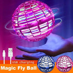 dron leteća lopta svetleća lopta igračka za decu dron lopta boje plava i crvena lagana igračka USB punjenje senzorsko upravljanje bumerang efekat 360 stepeni rotacije LED lampice