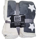 Ćebe sa krznom 150x200 - Sivo sa zvezdicama