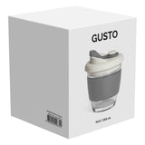 GUSTO, čaša sa silikonskim držačem, 250 ml, tamno siva