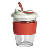 GUSTO MAXI, čaša sa silikonskim držačem, 350 ml, crvena