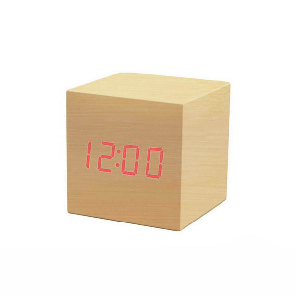Digitalni drveni alarm sat kocka