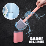 Silikonsko gumena ergonomska četka za održavanje toaleta + držač