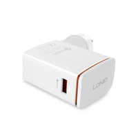 Kucni punjac LDNIO A1301Q Quick Charge 3.0 2.4A sa iPhone lightning kablom beli